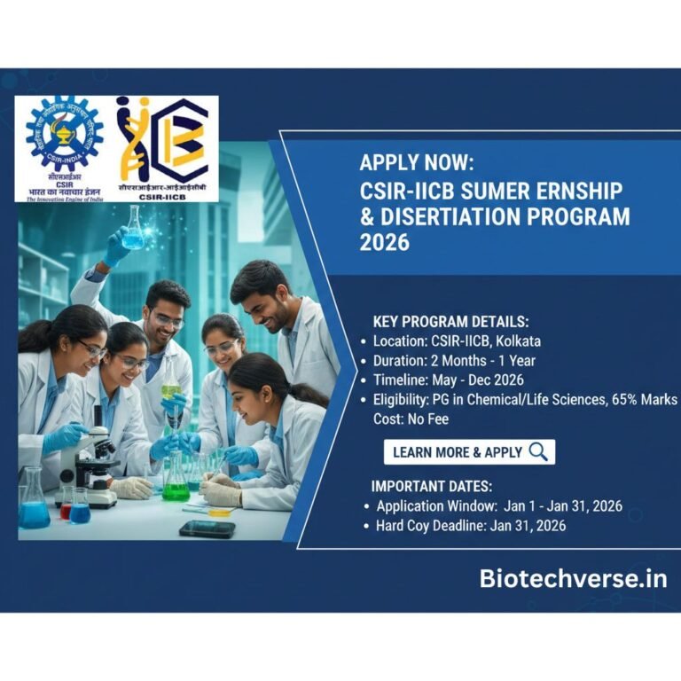 Csir Iicb Summer Internship Dissertation Program 2026 Biotechverse