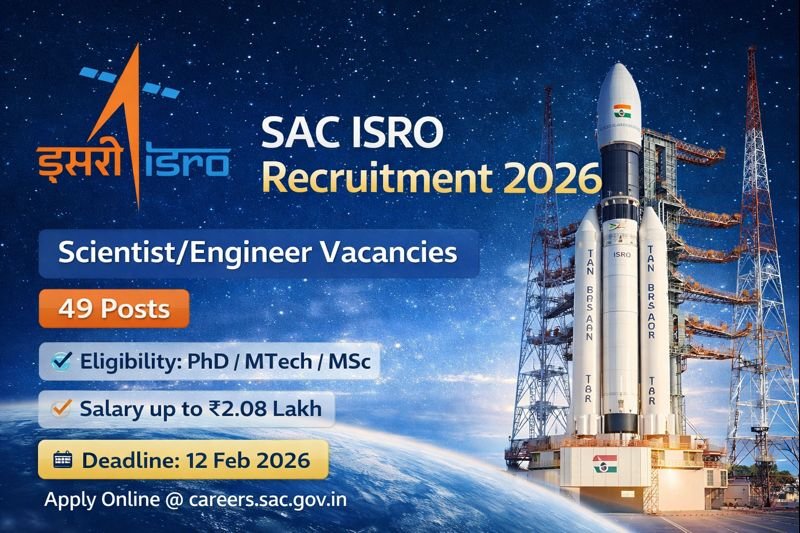 SAC ISRO Recruitment 2026 Apply Online for 49 Scientist Engineer Posts