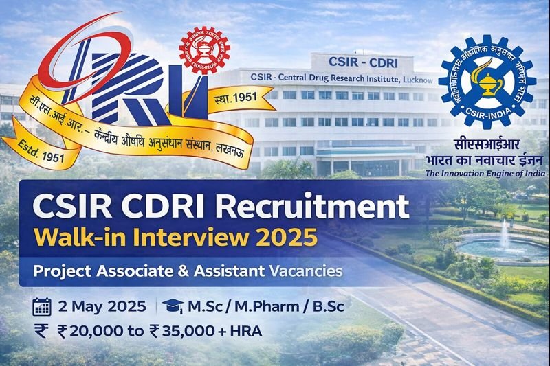CSIR CDRI Recruitment 2025 Walk-in Interview for Project Associate