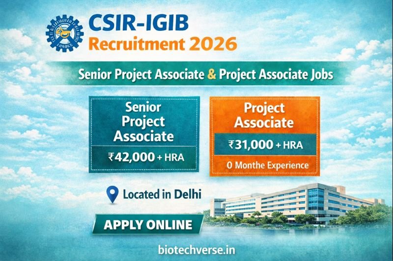 CSIR IGIB Recruitment 2026 Project Associate and Senior Project Associate Jobs"