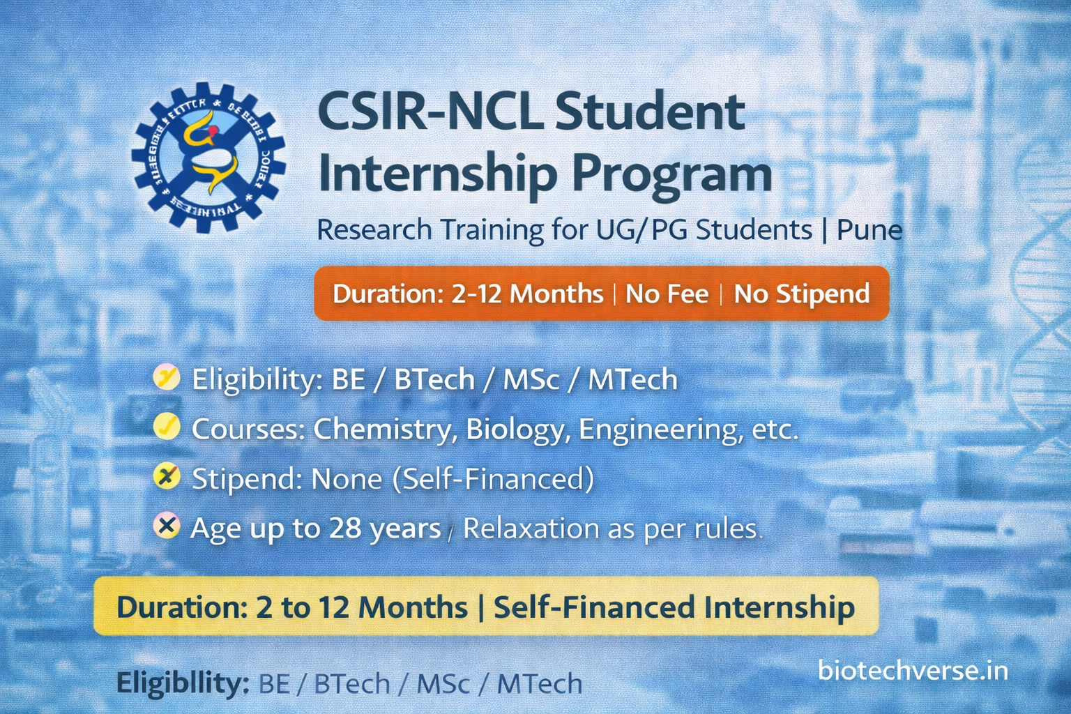 CSIR-NCL Internship Program