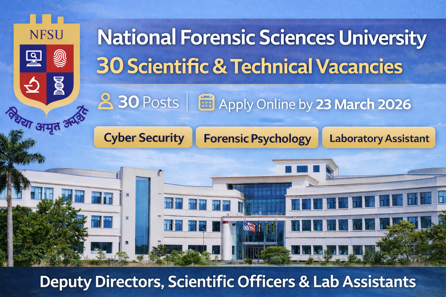 fficial notification overview for National Forensic Sciences University NFSU Recruitment 2026 for 30 posts.