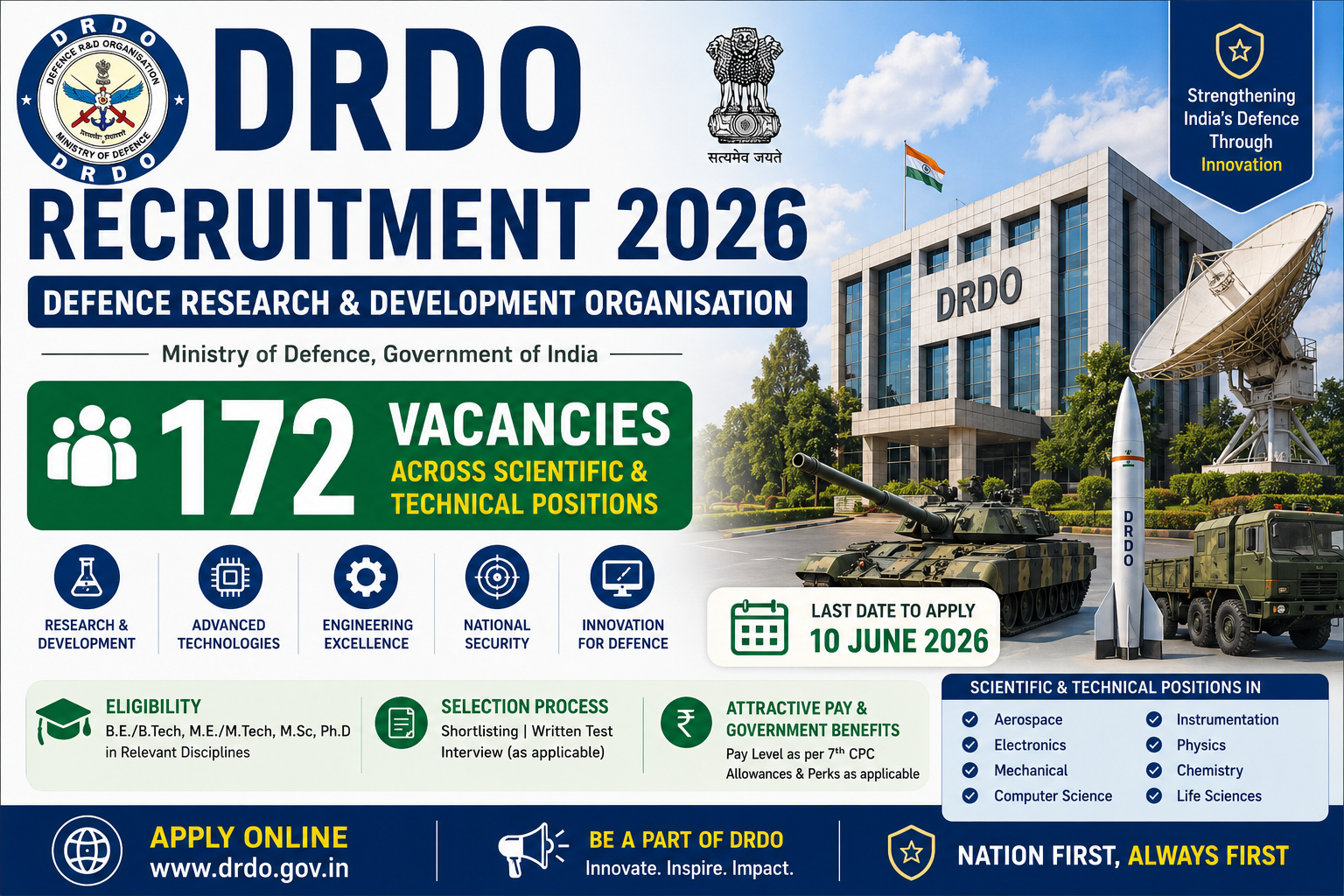 fficial DRDO RAC Advt 156 Notification 2026 for 152 Scientist B Vacancies