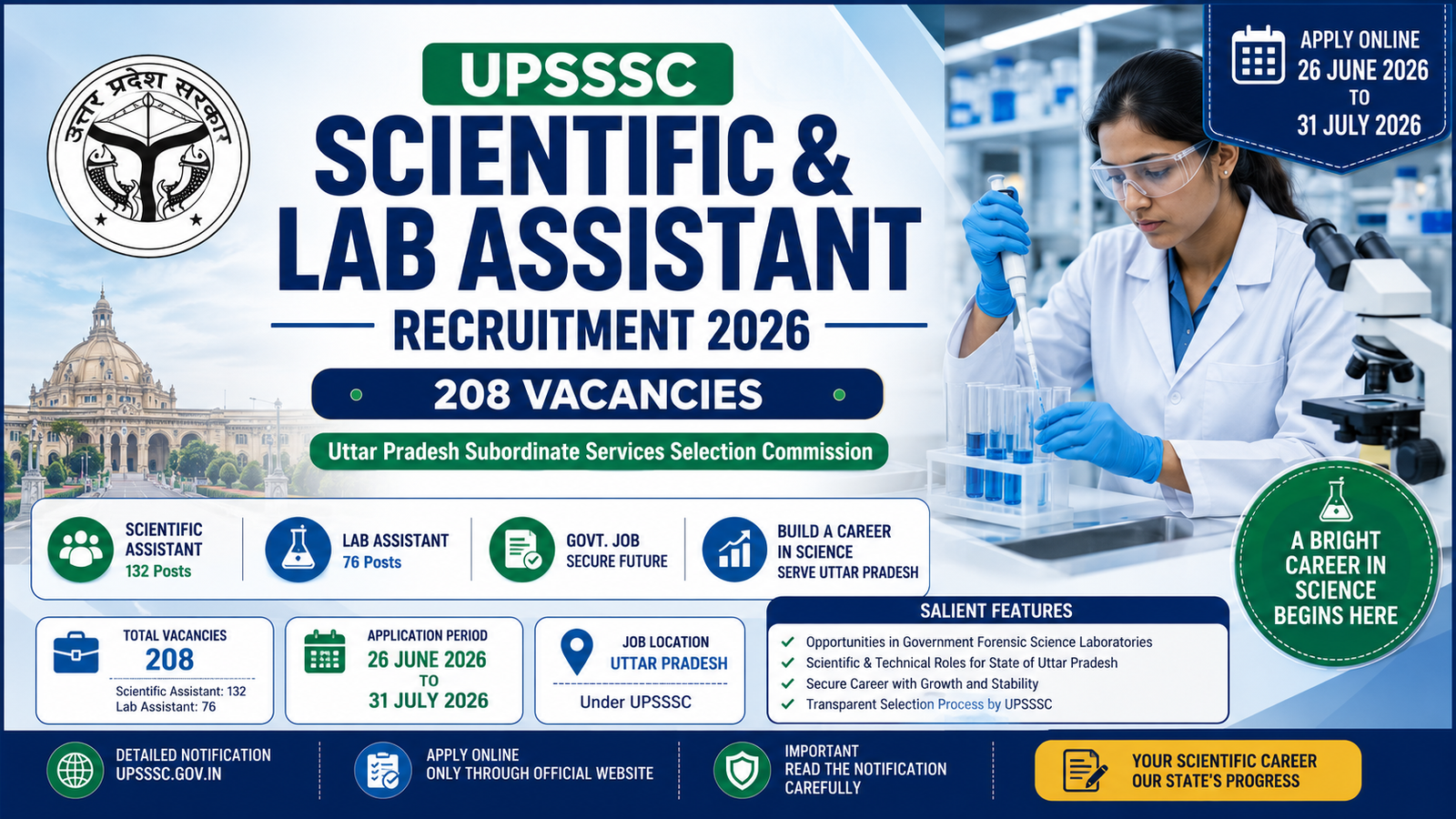 UPSSSC Scientific and Lab Assistant Recruitment 2026 Vacancy Details